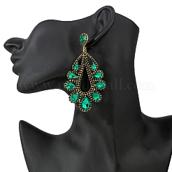 Teardrop Brass with Rhinestone Stud Dangle Earrings&nbsp;FS-WGBB975-02
