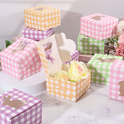24Pcs 6 Colors Tartan Folding Paper Candy Packing Boxes with Rabbit Window&nbsp;CON-WH0085-193