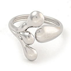Non-Tarnish 304 Stainless Steel Leaf Open Cuff Ring for Women&nbsp;RJEW-A043-13P