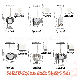 6 Sets 6 Styles Zinc Alloy Heat Transfer Sublimation Blank Pendant Decorations&nbsp;AJEW-GA0007-54