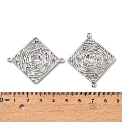 Brass Micro Pave Colorful Cubic Zirconia Hollow Connector Charms&nbsp;KK-K351-58A-P
