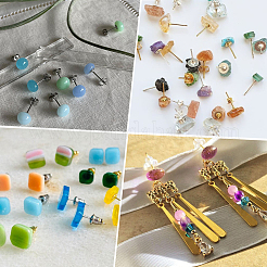 300Pcs 2 Colors 304 Stainless Steel Flat Round Blank Peg Stud Earring Findings&nbsp;STAS-SC0021-53