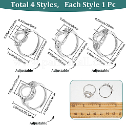 4Pcs 4 Styles Adjustable Brass Ring Components&nbsp;KK-SC0006-99