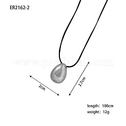 Alloy Teardrop Pendant Adjustable Black Waxed Cord Necklaces&nbsp;WGBB1F9-02