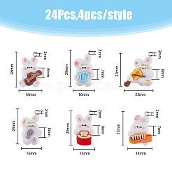 24Pcs 6 Styles Music Theme Opaque Resin Pendants&nbsp;RESI-FH0001-50