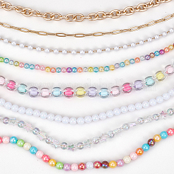 8Pcs 8 Styles Acrylic Beads & Aluminum Cable Chains & 304 Stainless Steel Baseball Cap Chain&nbsp;HJEW-SC0002-48
