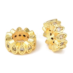 Brass Micro Pave Clear Cubic Zirconia Rondelle European Beads&nbsp;KK-C142-04A-G