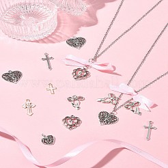 DIY Heart & Bowknot & Cross Alloy Pendant Decoration Making Kits&nbsp;DIY-FS0007-28