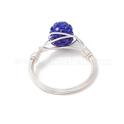 Handmade Polymer Clay Rhinestone Finger Rings for Women&nbsp;RJEW-JR00920-01