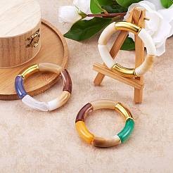 Chunky Curved Tube Beads Stretch Bracelets Set&nbsp;BJEW-SW00016
