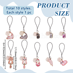 10Pcs Alloy Enamel Mobile Straps&nbsp;HJEW-PH02045