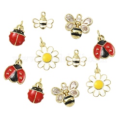 10Pcs 5 Styles Brass Enamel Pendants&nbsp;KK-CJ0004-28