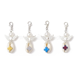 Synthetic Hematite & Cowrie Shell Pendants Decorations&nbsp;HJEW-JM03628