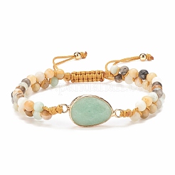 Teardrop Gemstone Braided Bead Bracelet&nbsp;BJEW-JB08116