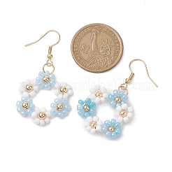 Handmade Glass Seed Beads Flower & 304 Stainless Steel Dangle Earrings for Women&nbsp;EJEW-JE06201