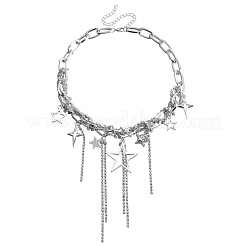Alloy Crystal Rhinestone Star Tassel Choker Necklaces for Women&nbsp;WG75C76-01