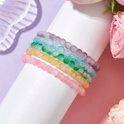 6mm Two Tone Glass Imitation Jade Round Beaded Stretch Bracelets for Women&nbsp;BJEW-JB10687