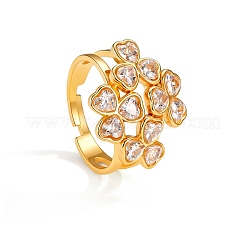 304 Stainless Steel & Clear Cubic Zirconia Finger Rings&nbsp;WGAD5E2-01