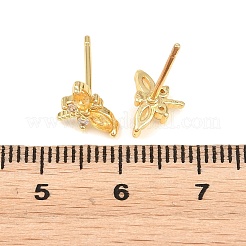 Brass Micro Pave Cubic Zirconia Stud Earrings for Women&nbsp;KK-A305-08G-07
