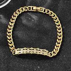 Brass Micro Pave Clear Cubic Zirconia Rectangle Link Bracelets&nbsp;BJEW-F498-01A-G