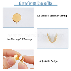 12Pcs 2 Colors 304 Stainless Steel Cuff Earrings&nbsp;EJEW-HS0001-40A