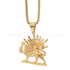 Lion and Sun 304 Stainless Steel Pendant Box Chain Necklaces&nbsp;FS-WG8084C-01