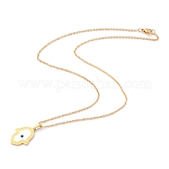 304 Stainless Steel Hamsa Hand with Evil Eye Pendant Necklaces&nbsp;STAS-B021-06