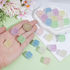24Pcs 6 Colors Drusy Cube Resin Rhinestone Beads&nbsp;RESI-PA0001-43B