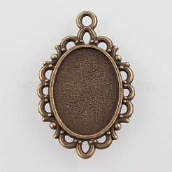 Filigree Wrap Oval Alloy Pendant Cabochon Settings&nbsp;X-PALLOY-N0088-16AB-NF