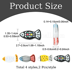 8Pcs 4 Colors Printed Opaque Resin Beads&nbsp;RESI-YW0006-42