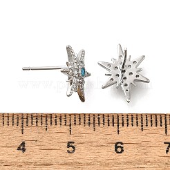 Star Brass Micro Pave Cubic Zirconia Ear Studs&nbsp;EJEW-D304-36P