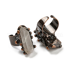 Irregular Rectangle Natural Quartz Crystal Open Cuff Rings&nbsp;RJEW-M157-15R