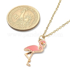 Alloy Enamel Flamingo Pendant Necklace with 304 Stainless Steel Chains&nbsp;NJEW-JN04411