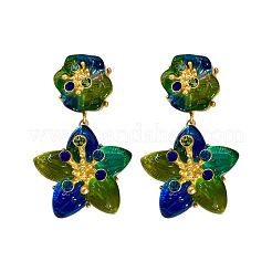 Flower Alloy Dangle Stud Earrings&nbsp;FS-WG290B5-01