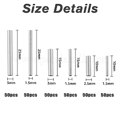 300Pcs 6 Style 304 Stainless Steel Tube Beads&nbsp;STAS-DC0013-23