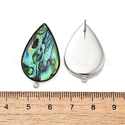 304 Stainless Steel Pave Natural Paua Shell Stud Earring Findings&nbsp;STAS-Z125-06P