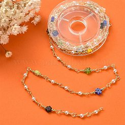 Glass Pearl & Flower Beaded Chains&nbsp;CHC-CJ0001-69