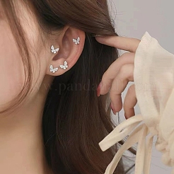 Clear Cubic Zirconia Butterfly Stud Earrings&nbsp;EJEW-G351-01P