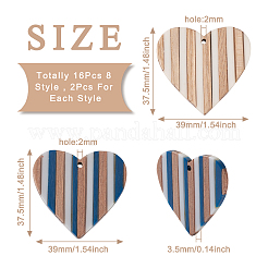 16Pcs 8 Style Resin & Wood Pendants&nbsp;RESI-BT0001-20