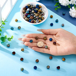 100Pcs 10 Colors Electroplated Natural Lava Rock Beads Strands&nbsp;G-PJ0001-03C