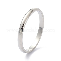 Non-Tarnish 2mm Polished Plain Dome Finger Ring for Girl Women&nbsp;RJEW-C012-05E-P