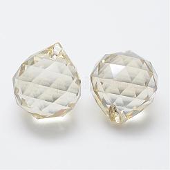 Transparent Glass Teardrop Pendants&nbsp;GLAA-E004-02