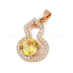 Brass Micro Pave Cubic Zirconia Pendants&nbsp;KK-E795-28KCG-01