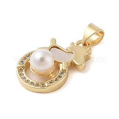Brass Micro Pave Clear Cubic Zirconia Pendants&nbsp;KK-I712-19G