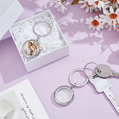 2Pcs 304 Stainless Steel Locket Pendant Keychain&nbsp;KEYC-UN00016