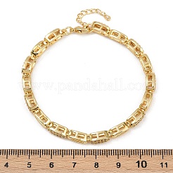 Brass Micro Pave Clear Cubic Zirconia Oval Link Chain Bracelets for Women&nbsp;BJEW-F504-04G