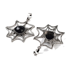 Natural Obsidian Spider Web Pendants&nbsp;G-Q163-09AS-02