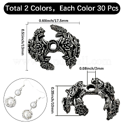 60Pcs 2 Colors Alloy Bead Caps&nbsp;FIND-SC0017-70