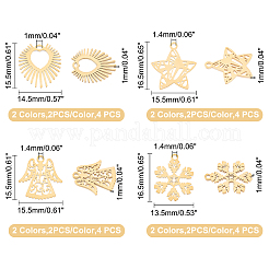 16Pcs 4 Style 201 Stainless Steel Pendants&nbsp;STAS-DC0002-93