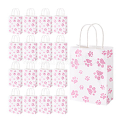 Rectangle with Paw Print Pattern Paper Storage Bags with Handle&nbsp;ABAG-WH0046-39C